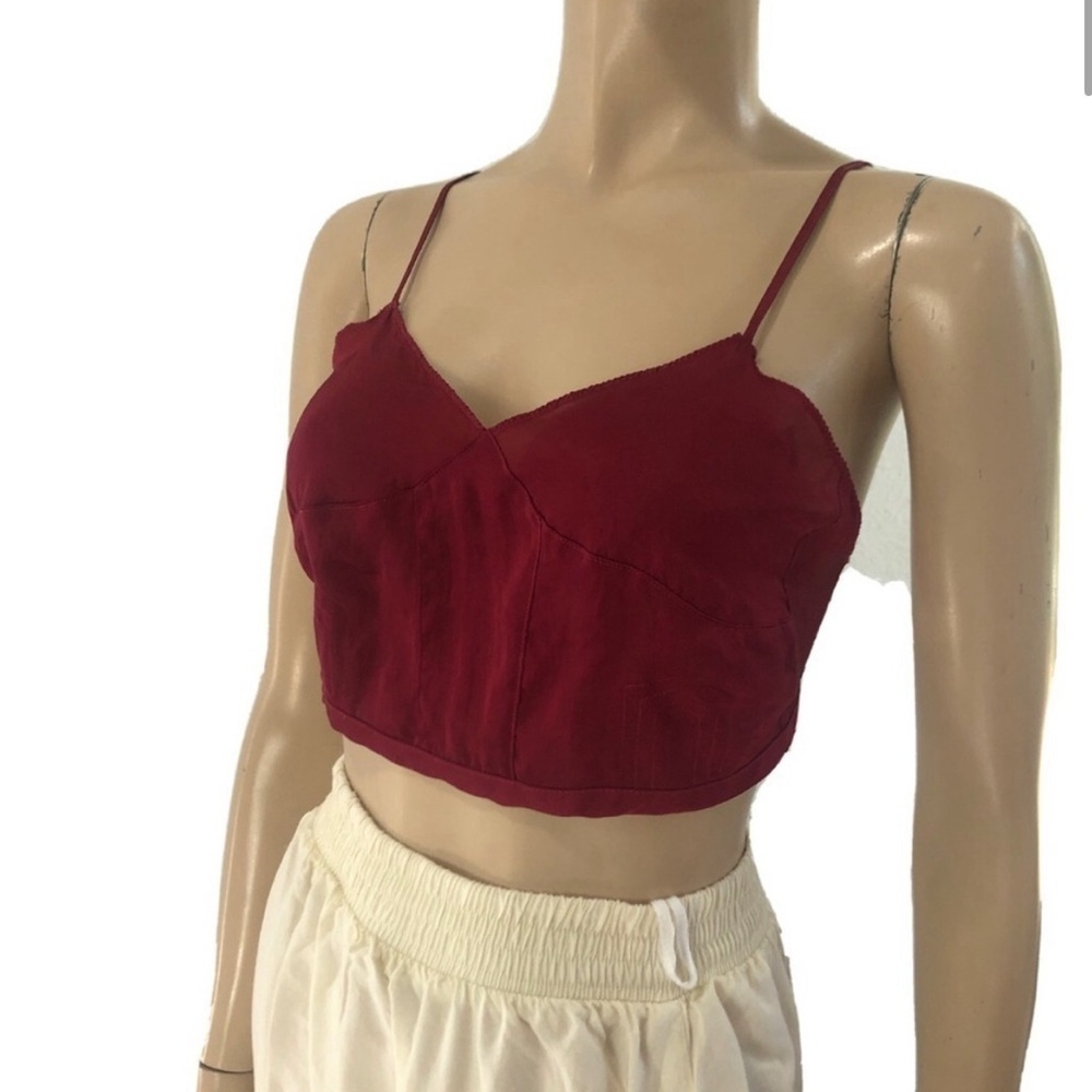 Intimately free People burgundy top silky top V-neck size:S